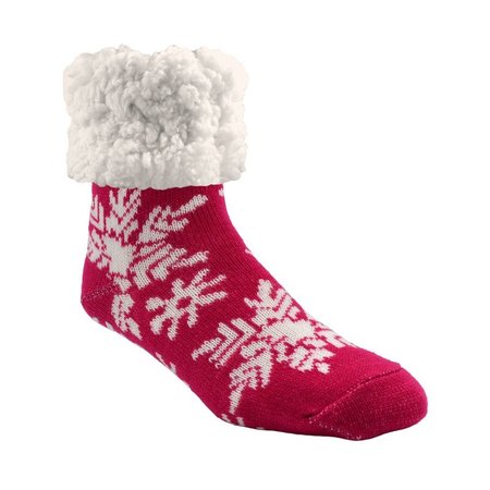 PUDUS Unisex Classic Snowflake Raspberry One Size Fits Most Slipper Socks Red SF-RSB-C